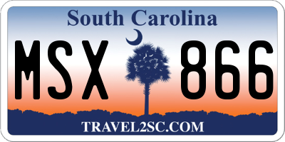 SC license plate MSX866