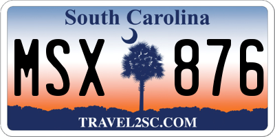 SC license plate MSX876