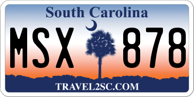 SC license plate MSX878