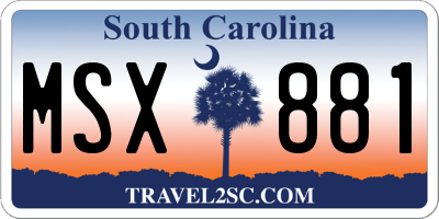 SC license plate MSX881