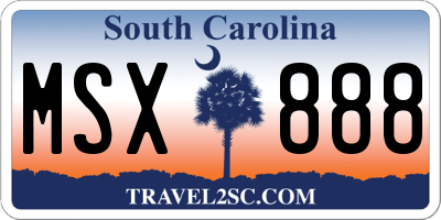 SC license plate MSX888