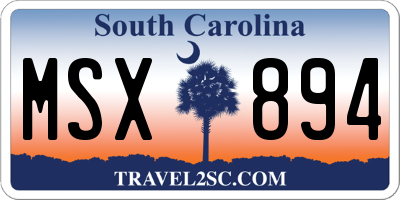 SC license plate MSX894