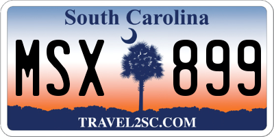 SC license plate MSX899