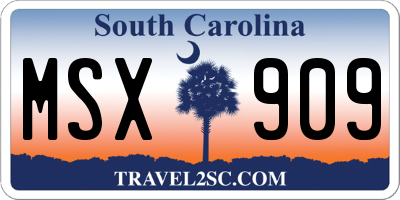 SC license plate MSX909