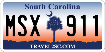 SC license plate MSX911