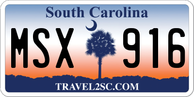 SC license plate MSX916