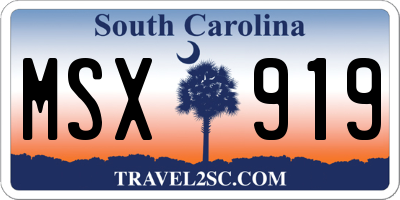 SC license plate MSX919