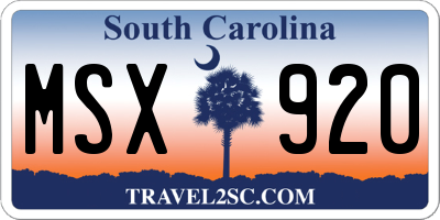 SC license plate MSX920