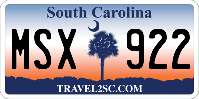 SC license plate MSX922