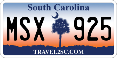 SC license plate MSX925