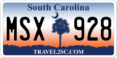 SC license plate MSX928