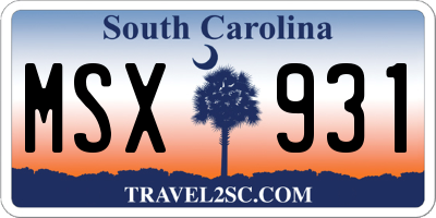 SC license plate MSX931