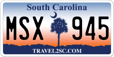 SC license plate MSX945