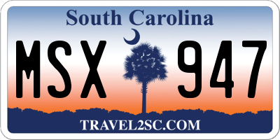 SC license plate MSX947
