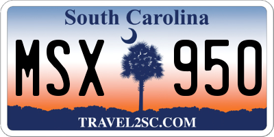 SC license plate MSX950