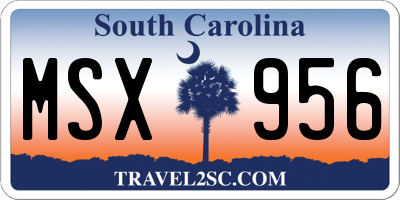 SC license plate MSX956
