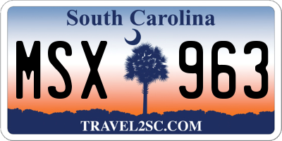SC license plate MSX963