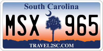 SC license plate MSX965
