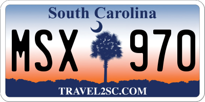 SC license plate MSX970