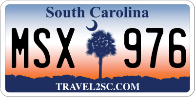 SC license plate MSX976