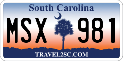 SC license plate MSX981
