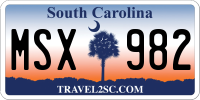 SC license plate MSX982