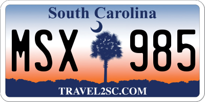 SC license plate MSX985