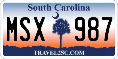 SC license plate MSX987