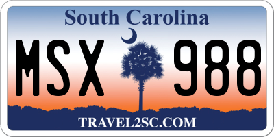 SC license plate MSX988