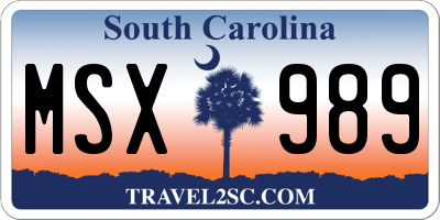 SC license plate MSX989