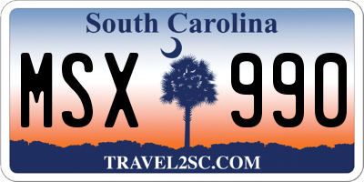 SC license plate MSX990
