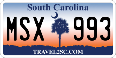 SC license plate MSX993