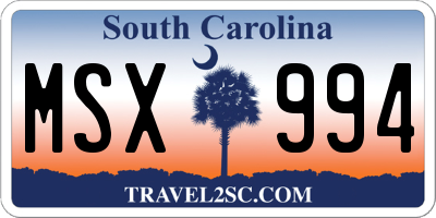 SC license plate MSX994