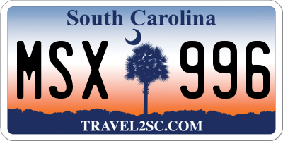 SC license plate MSX996