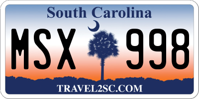 SC license plate MSX998