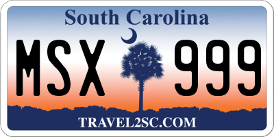SC license plate MSX999