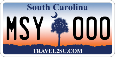 SC license plate MSY000