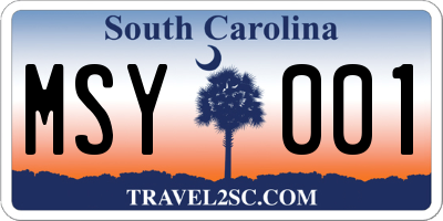SC license plate MSY001