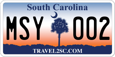 SC license plate MSY002