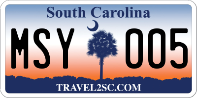 SC license plate MSY005