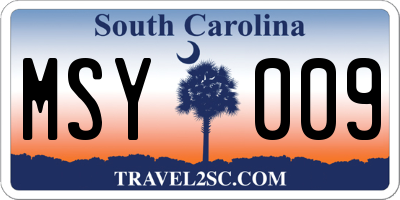 SC license plate MSY009