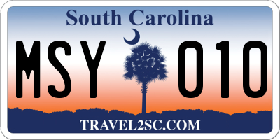 SC license plate MSY010