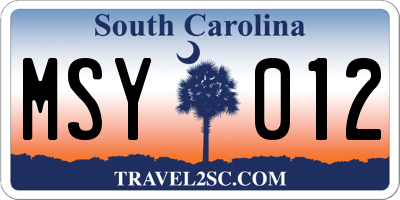 SC license plate MSY012