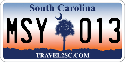 SC license plate MSY013