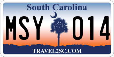 SC license plate MSY014