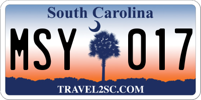 SC license plate MSY017