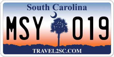 SC license plate MSY019