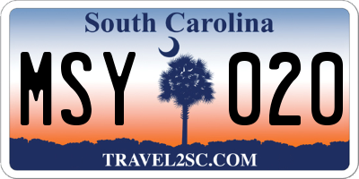 SC license plate MSY020