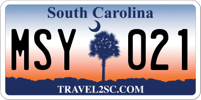 SC license plate MSY021