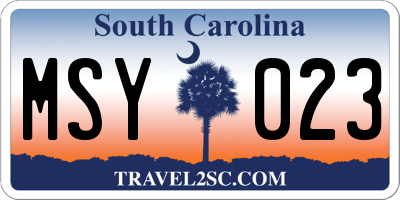 SC license plate MSY023